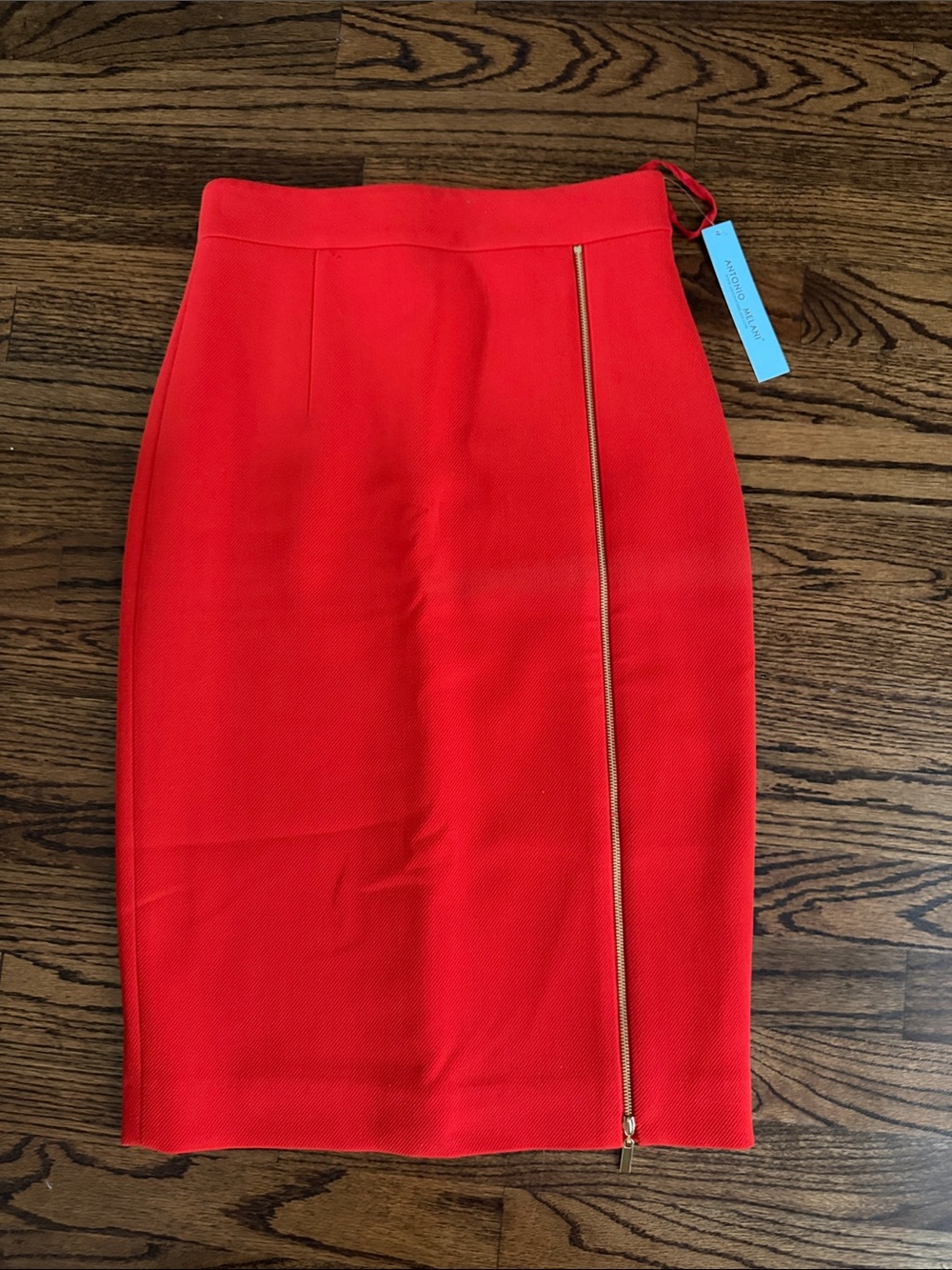 NWT Antonio Melani Red Zip-Accent Pencil Skirt